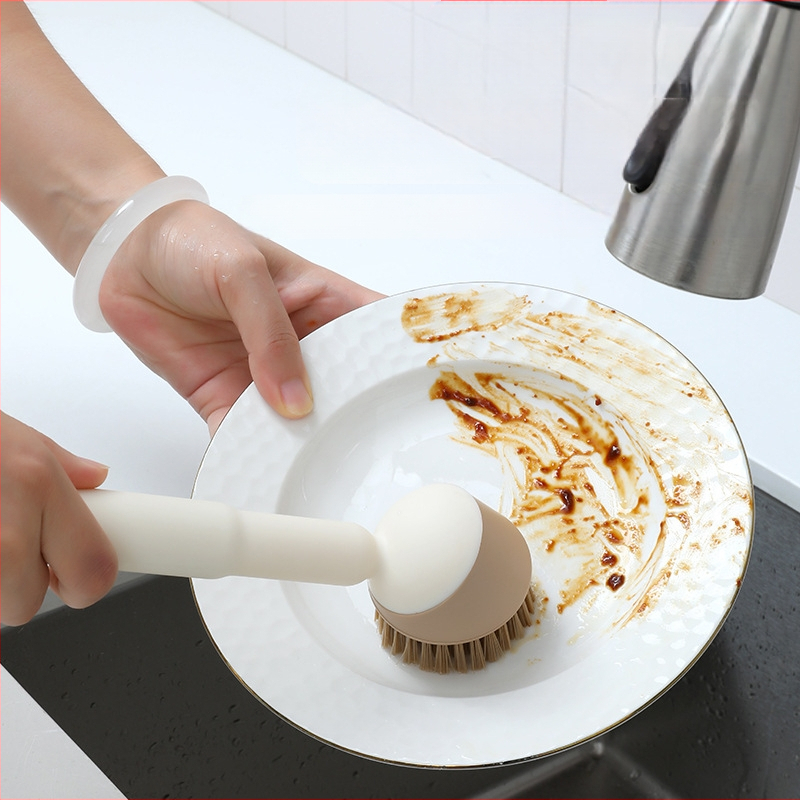 Specialus virtuvės puodų plovimo šepetys, indų plovimo puodų valymo šepetys, virtuvės puodų šepetys, ilga rankena besisukantis valymo šepetys, puodų plovimo artefaktas