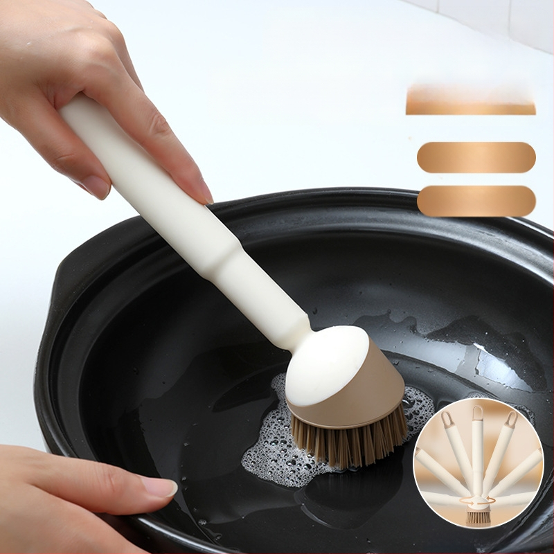 Specialus virtuvės puodų plovimo šepetys, indų plovimo puodų valymo šepetys, virtuvės puodų šepetys, ilga rankena besisukantis valymo šepetys, puodų plovimo artefaktas