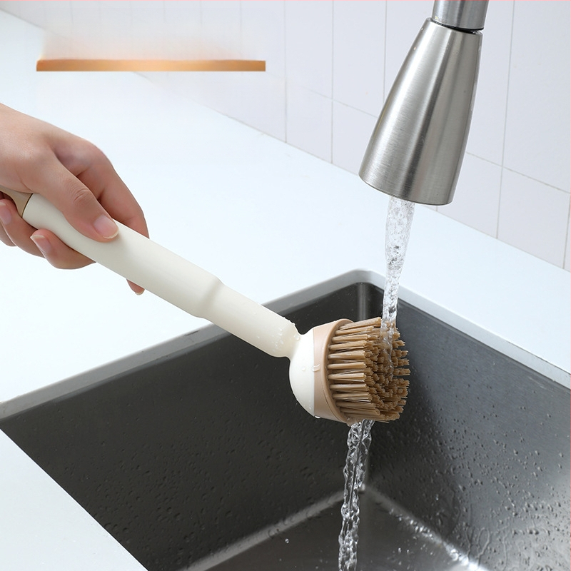 Specialus virtuvės puodų plovimo šepetys, indų plovimo puodų valymo šepetys, virtuvės puodų šepetys, ilga rankena besisukantis valymo šepetys, puodų plovimo artefaktas