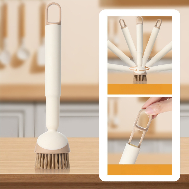 Specialus virtuvės puodų plovimo šepetys, indų plovimo puodų valymo šepetys, virtuvės puodų šepetys, ilga rankena besisukantis valymo šepetys, puodų plovimo artefaktas