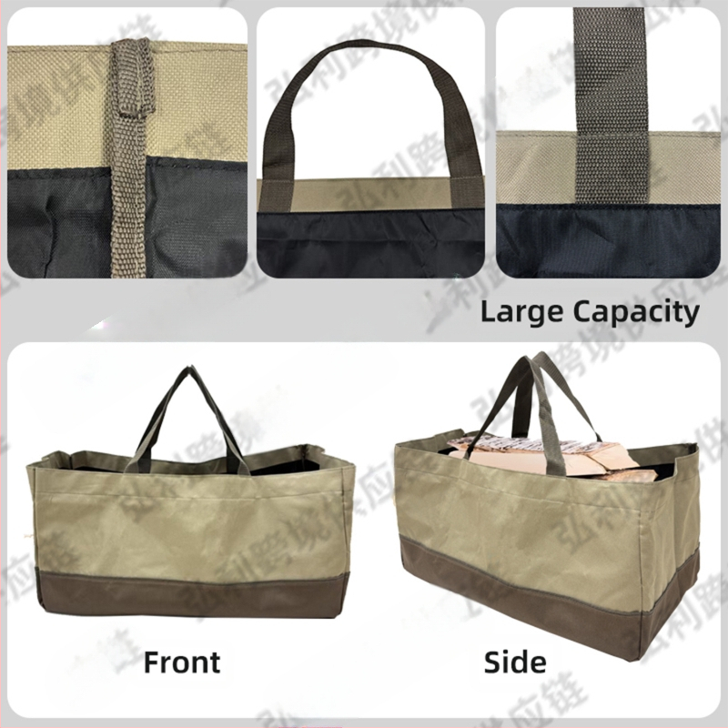 Határokon átnyúló nagykereskedelmi kültéri udvari patchwork színű Oxford szövet vízálló kopásálló tűzifa tárolózsák faszén szállító fakitermelő zsák