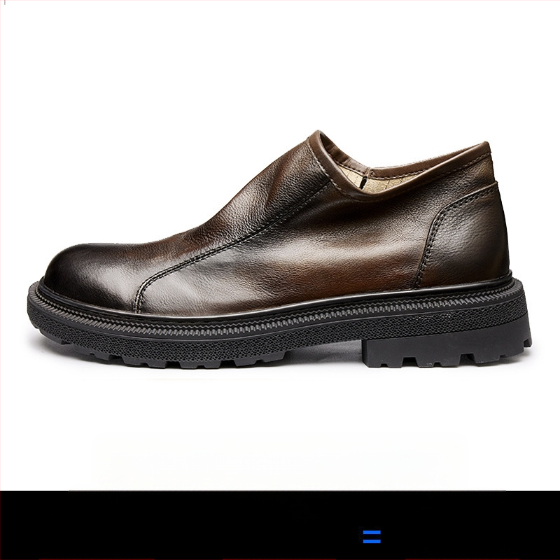 Vyriški aulinukai iš natūralios odos, retro stiliaus, odiniai aulinukai iš karvės odos, vidutinio aukščio, madingi, trumpi aulinukai, rudeniniai, apvaliais pirštais, užtrauktuku užsegami, Martino aulinukai