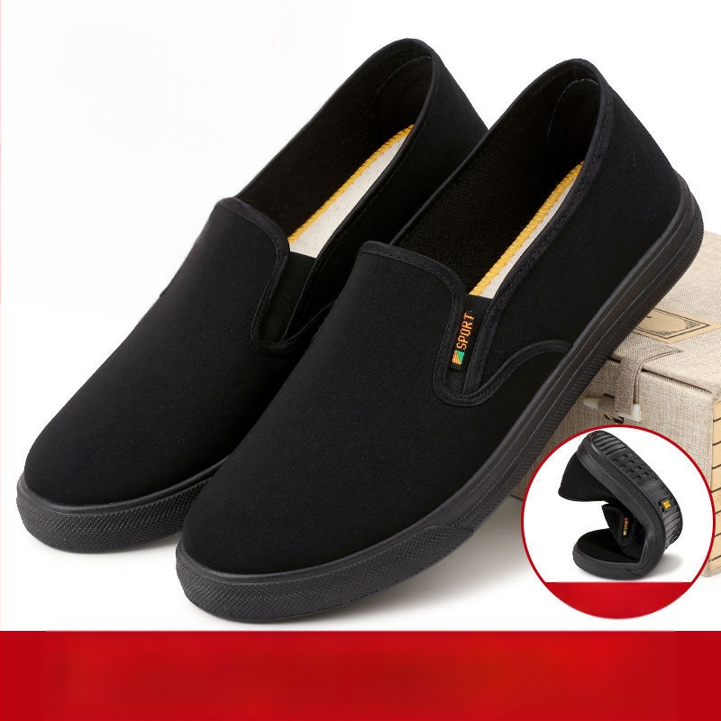 Vanad Pekingi riidest kingad, hingavad meeste keskealiste ja eakate isade kingad, libisemiskindlad mustad tööjalatsid, korterid suvel