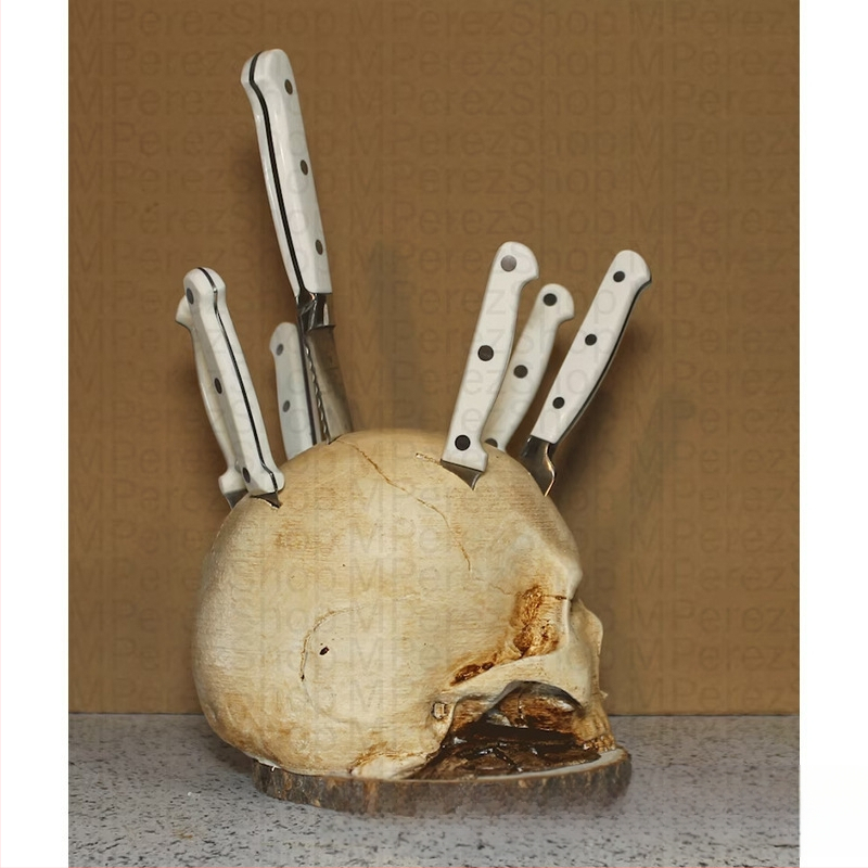 Határokon átnyúló Halloween kés és villa fej gyantadíszek otthoni kreatív asztali konyhai díszek party horror hangulat