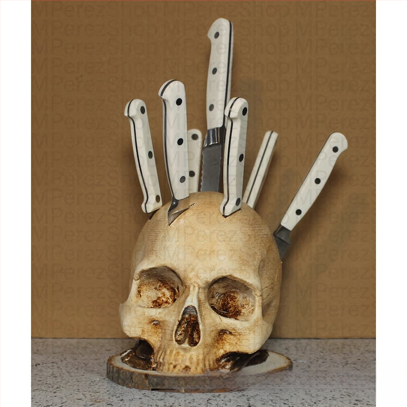Határokon átnyúló Halloween kés és villa fej gyantadíszek otthoni kreatív asztali konyhai díszek party horror hangulat