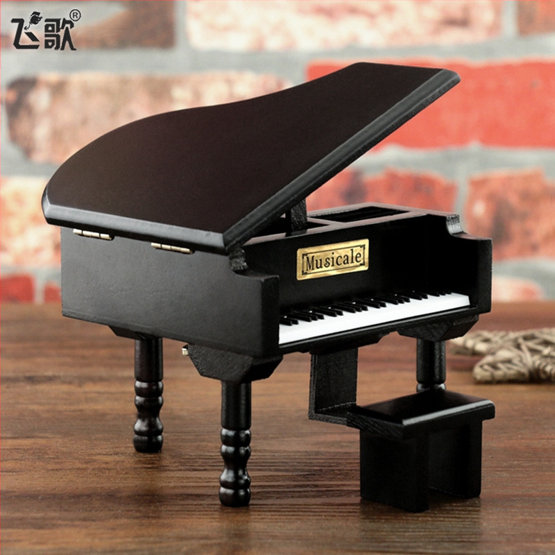 Feige simulācijas flīģeļa mūzikas kastīte koka spoles mūzikas kastīte radošas dāvanas mazas dāvanas vairumtirdzniecība pārrobežu