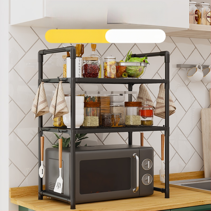 Двуетажна кухня с парапет, кука за подправки, стойка за микровълнова фурна, разширена удебелена стойка за машина за хляб