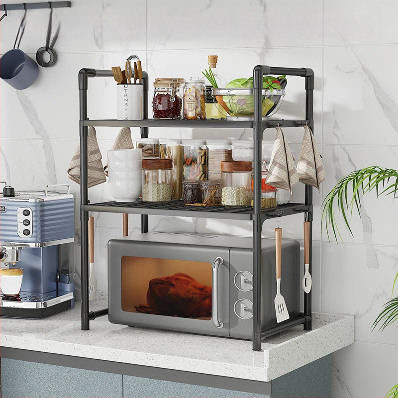 Двуетажна кухня с парапет, кука за подправки, стойка за микровълнова фурна, разширена удебелена стойка за машина за хляб