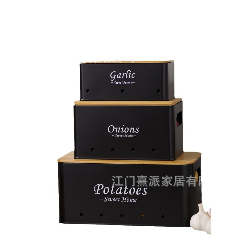 Piiriülene eripakkumine kandilise bambuskattega kartuli, sibula, küüslaugu hoiukasti jaoks, köögis multifunktsionaalne virnastatud toidu säilitamine
