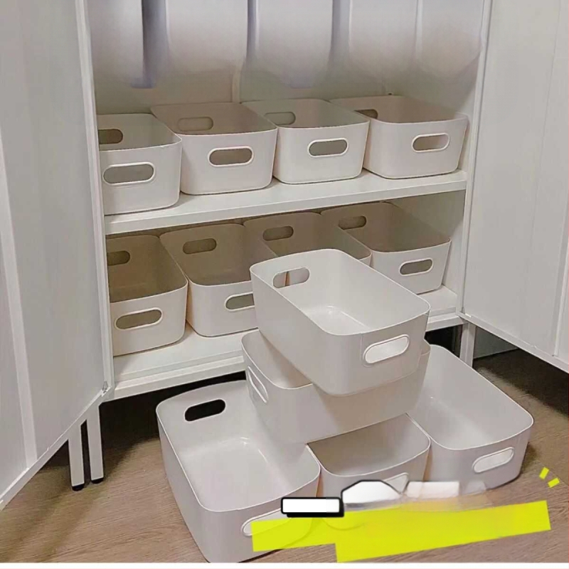 Megfizethető egyszerű fehér táska tárolókosár kollégiumi matricás tárolódoboz stílusos műanyag nagy kapacitású vegyes doboz