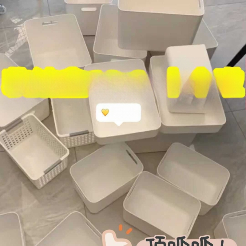Megfizethető egyszerű fehér táska tárolókosár kollégiumi matricás tárolódoboz stílusos műanyag nagy kapacitású vegyes doboz