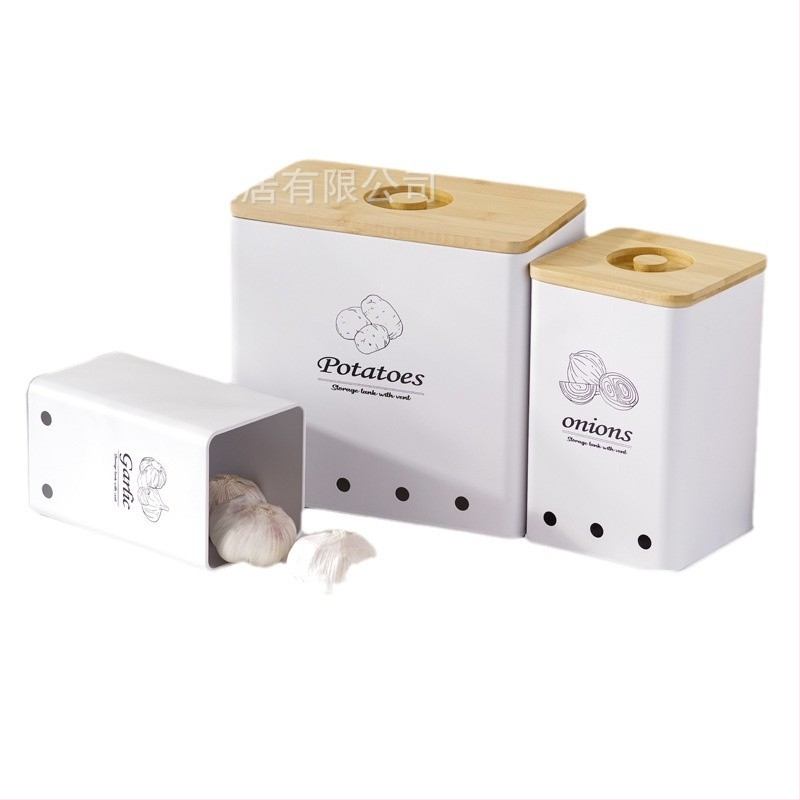 Tarpvalstybinės bulvių laikymo skardinės, trijų dalių rinkinys, paprastas modernus trijų sluoksnių laikymo dėžė, buitinė stalviršio daugiafunkcinė metalinė virtuvė