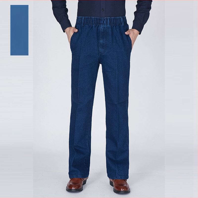 Nyári laza, egyenes szárú férfi lezser farmer, magas derekú és mély üleppel, laza, középkorúaknak és időseknek való vékony, elasztikus derekú farmer.