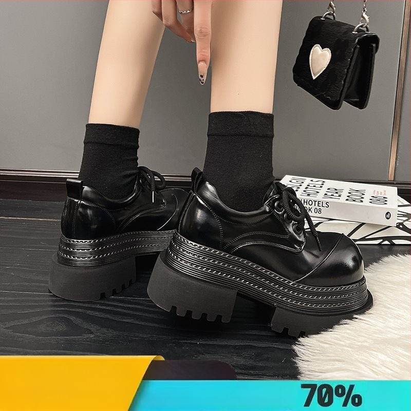 Kis bőrcipők Női JK Trendi 2025 Brit Stílusú Divatos Vastag Talpú Nagy Fejű Új Stílusú Bélelt Loafers Francia Egyrétegű Cipők Minden Méretre Egyező