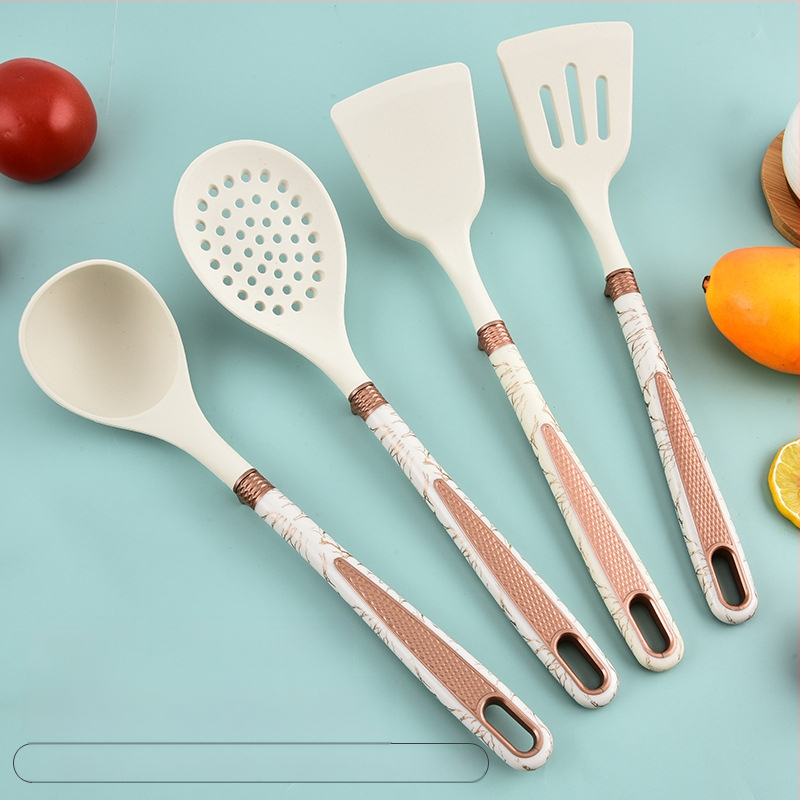 7 dalių virtuvės reikmenų rinkinys su deimanto formos raštu, tinkantis namams su laikymo lentyna, maistiniam, aukštai temperatūrai atspariam, kepimo šaukštui, kastuvui