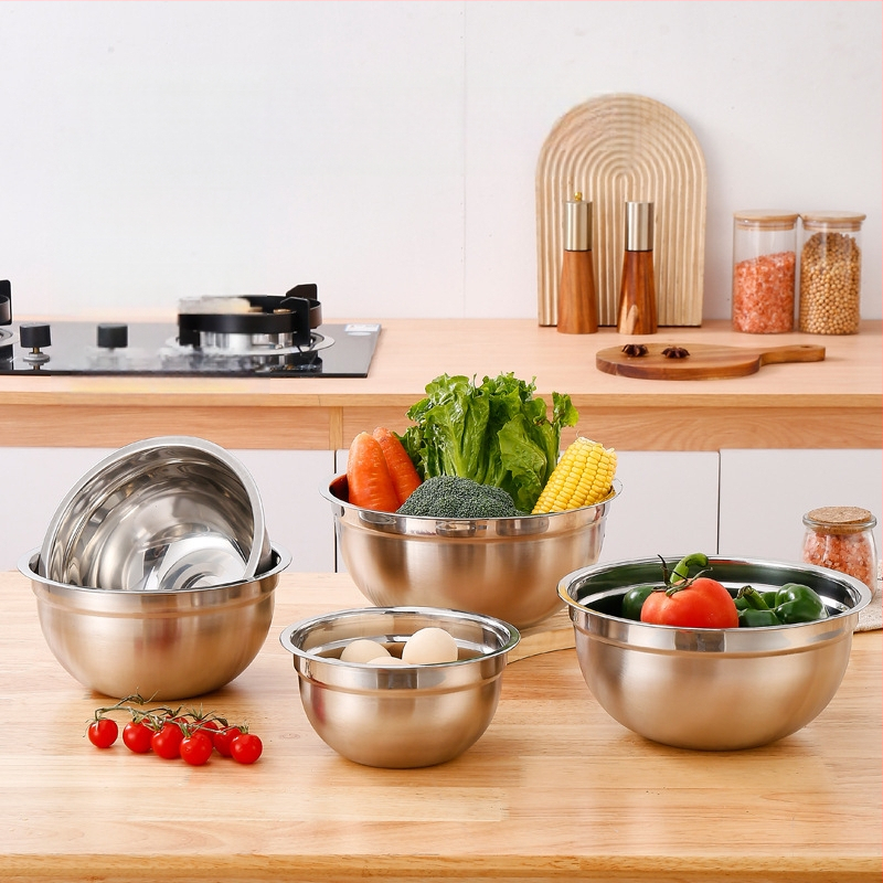 Nerūdijančio plieno kiaušinių dubuo, mišrus Salah dubuo su dangčiu ir dubeniu, virtuvės kepimo dubuo, daugiafunkcis vaisių dubuo