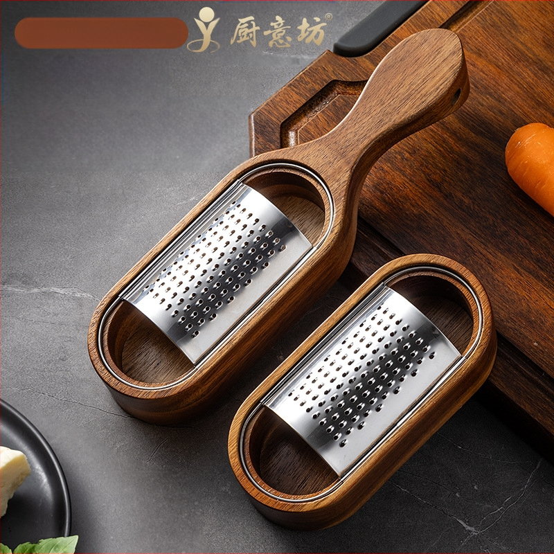 Nerūdijančio plieno sūrio tarka, akacijos medienos laikymo sandėliavimas, sūrio tarkos dėžutė, sūrio įrankis, valymo pjaustytuvas