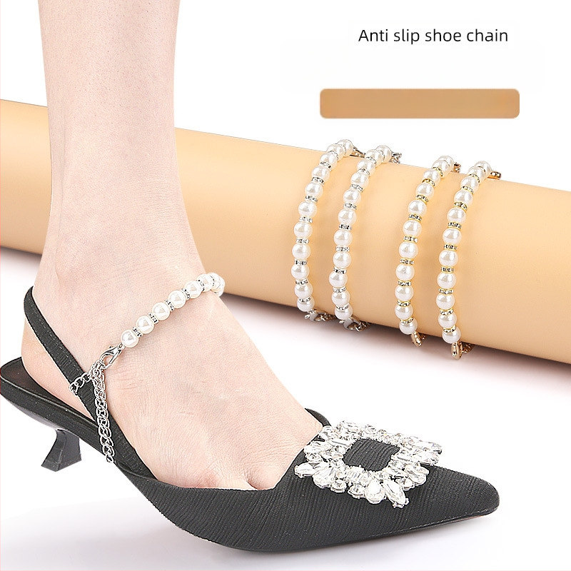 Pärliga ketiga rihmaga kingapaelad paigaldusvabad kingad suured kontsata kingapaelad sandaalid kõndimine langenud laiskadele inimestele mitme rihmaga