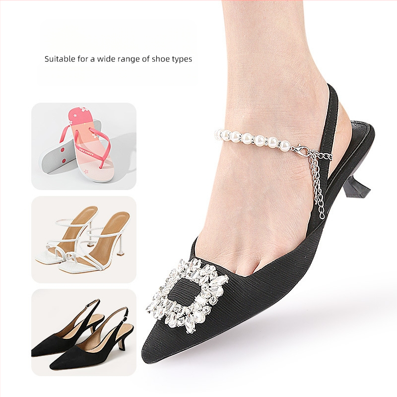 Pärliga ketiga rihmaga kingapaelad paigaldusvabad kingad suured kontsata kingapaelad sandaalid kõndimine langenud laiskadele inimestele mitme rihmaga