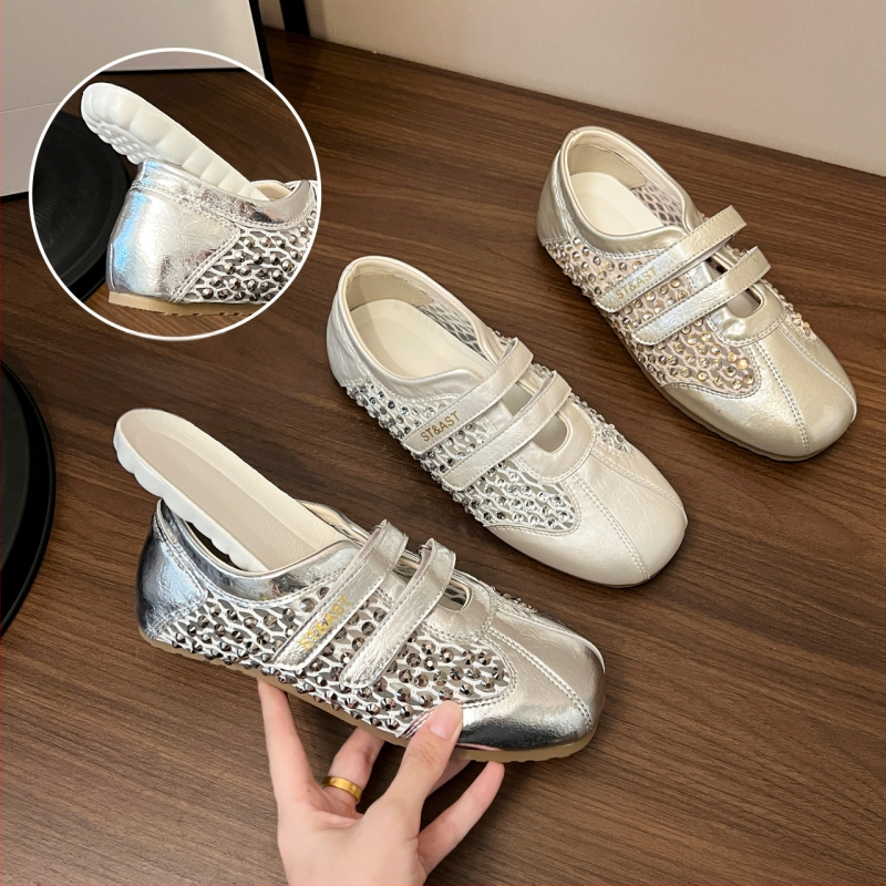 Korėjietiško stiliaus, kalnų krištolinio tinklelio laisvalaikio bateliai moterims, 2025 m. nauji, „Velcro“ stiliaus treniruočių bateliai, lengvi ir patogūs viršutiniai sportiniai bateliai.