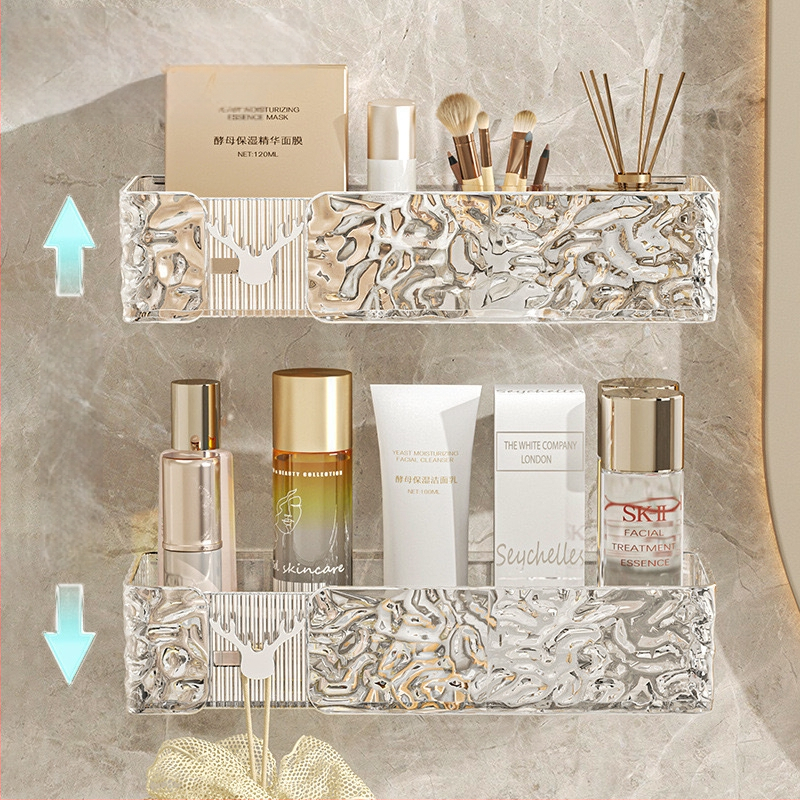 Lengvas prabangus vandens gofruotojo kartono laikymo stovas su ledynų raštu vonios kambariui ir virtuvei, didelės spalvos, sustorinta sieninė pakabinama apdailos laikymo dėžė