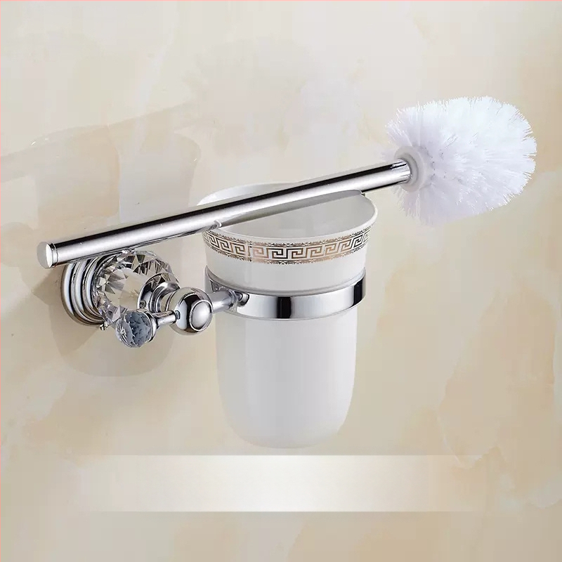 Europietiško stiliaus auksinių krištolo serijos tualetinio šepetėlio laikiklis, antikvarinių daiktų pakabukas, tualeto reikmenys, tualeto valymo šepetėlių rinkinys