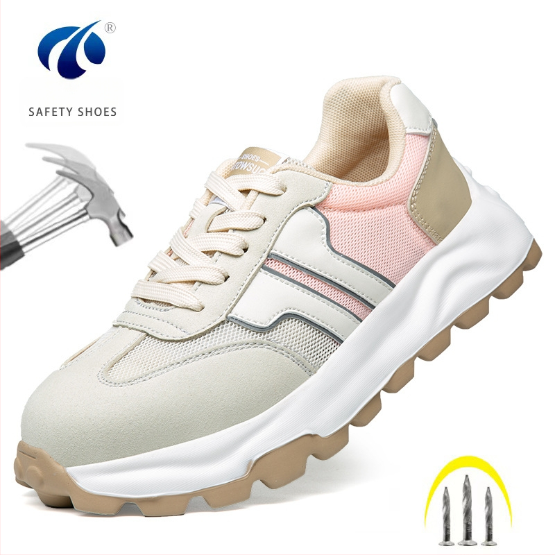 Nauji moteriški darbo apsaugos batai, moteriški smūgiams atsparūs, pradūrimams atsparūs, lengvi, minkšto dugno darbo batai, plieniniai noseliai, kvėpuojantys, mažo dydžio apsauginiai batai