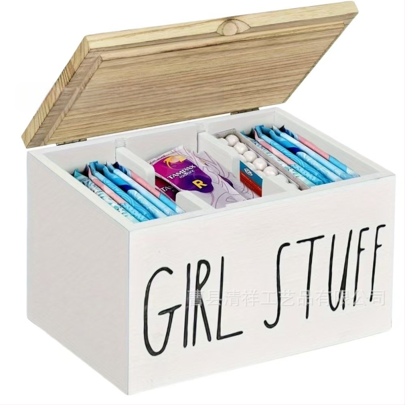 Határokon átnyúló kreatív fa asztali tetővel, különféle tárgyak rendszerezésére, tárolódoboz, fürdőszobai tampontároló doboz