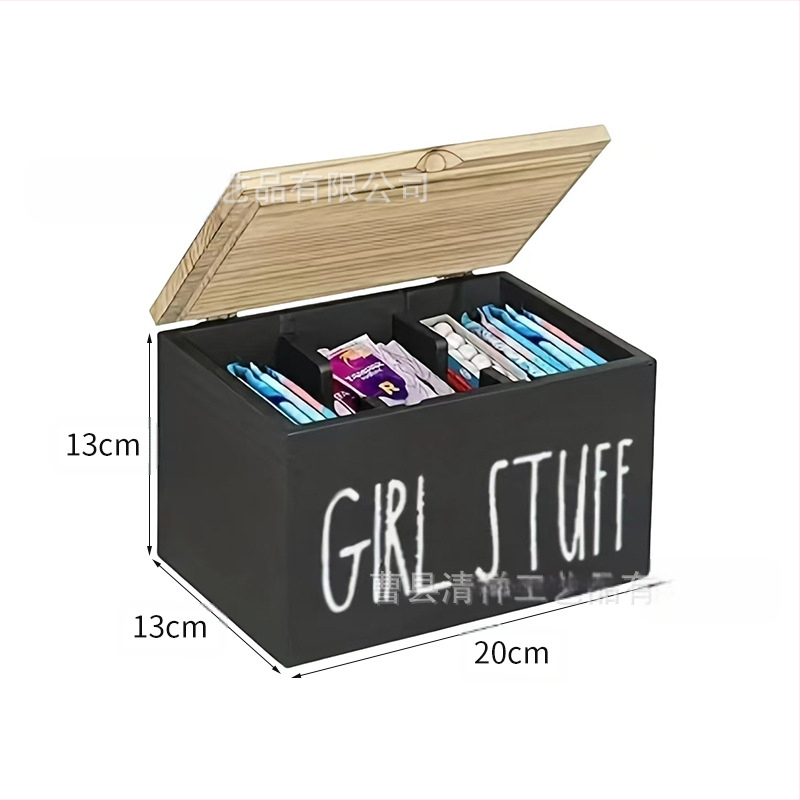 Határokon átnyúló kreatív fa asztali tetővel, különféle tárgyak rendszerezésére, tárolódoboz, fürdőszobai tampontároló doboz