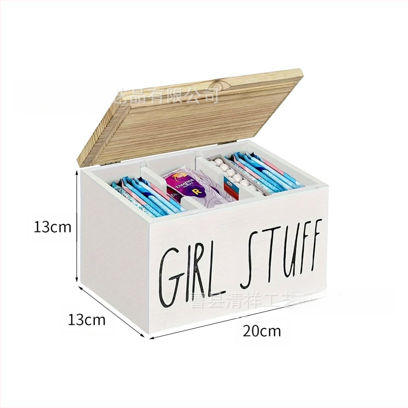 Határokon átnyúló kreatív fa asztali tetővel, különféle tárgyak rendszerezésére, tárolódoboz, fürdőszobai tampontároló doboz