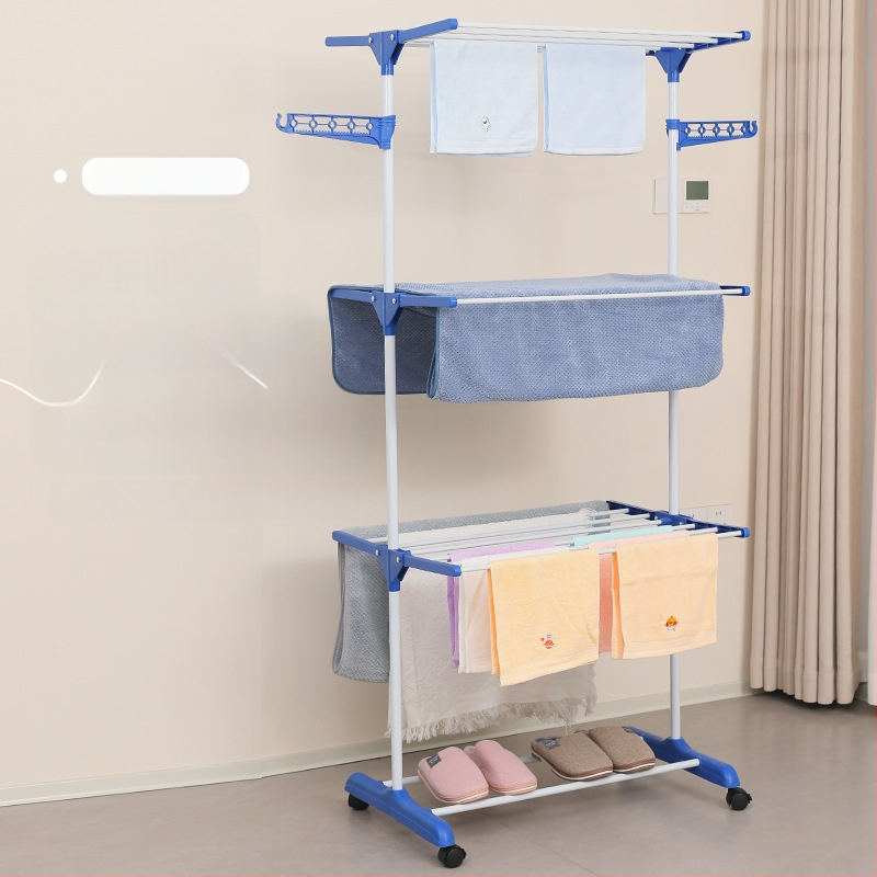 Cross-Border erkélyes, álló ruhaszárító állvány, összecsukható, multifunkcionális törölközőtartó, többrétegű, kivehető, teleszkópos szárítóállvány, közvetlen értékesítés