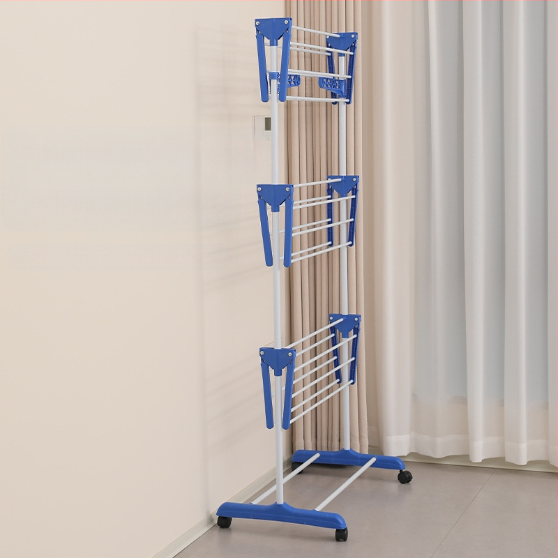 Cross-Border erkélyes, álló ruhaszárító állvány, összecsukható, multifunkcionális törölközőtartó, többrétegű, kivehető, teleszkópos szárítóállvány, közvetlen értékesítés