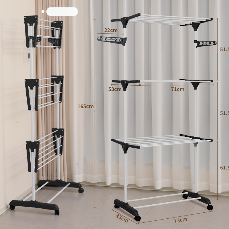 Cross-Border erkélyes, álló ruhaszárító állvány, összecsukható, multifunkcionális törölközőtartó, többrétegű, kivehető, teleszkópos szárítóállvány, közvetlen értékesítés
