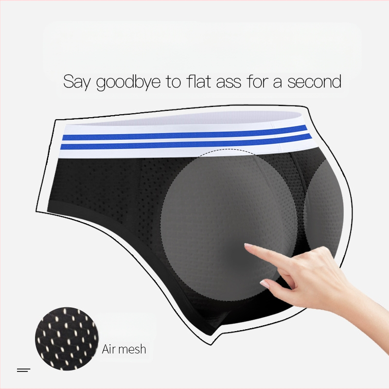 Férfi fenéknagyobbító és fenékemelő alsónemű, férfi alsónadrág, álcázó háló, kivehető fenékbetétek, műfenék Or6730