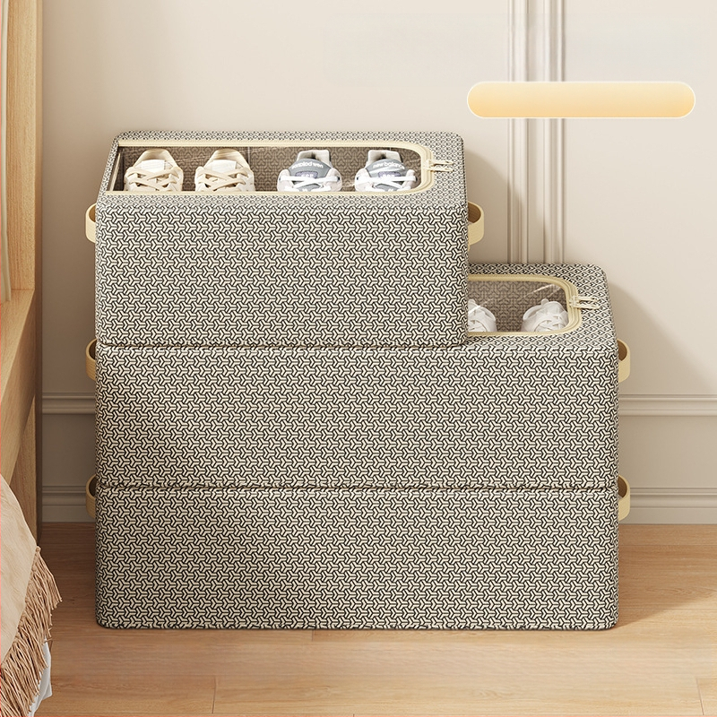 Zárminta telepítésmentes háztartási cipőtároló doboz vastagított acélvázas összecsukható tárolódoboz ágy alján található cipőtároló doboz