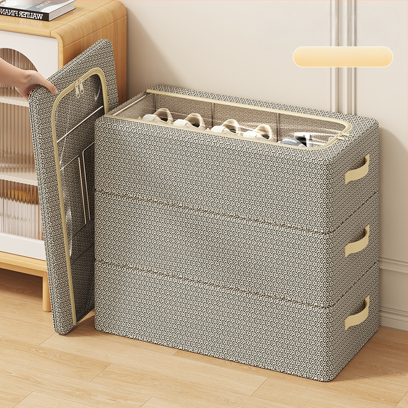Zárminta telepítésmentes háztartási cipőtároló doboz vastagított acélvázas összecsukható tárolódoboz ágy alján található cipőtároló doboz