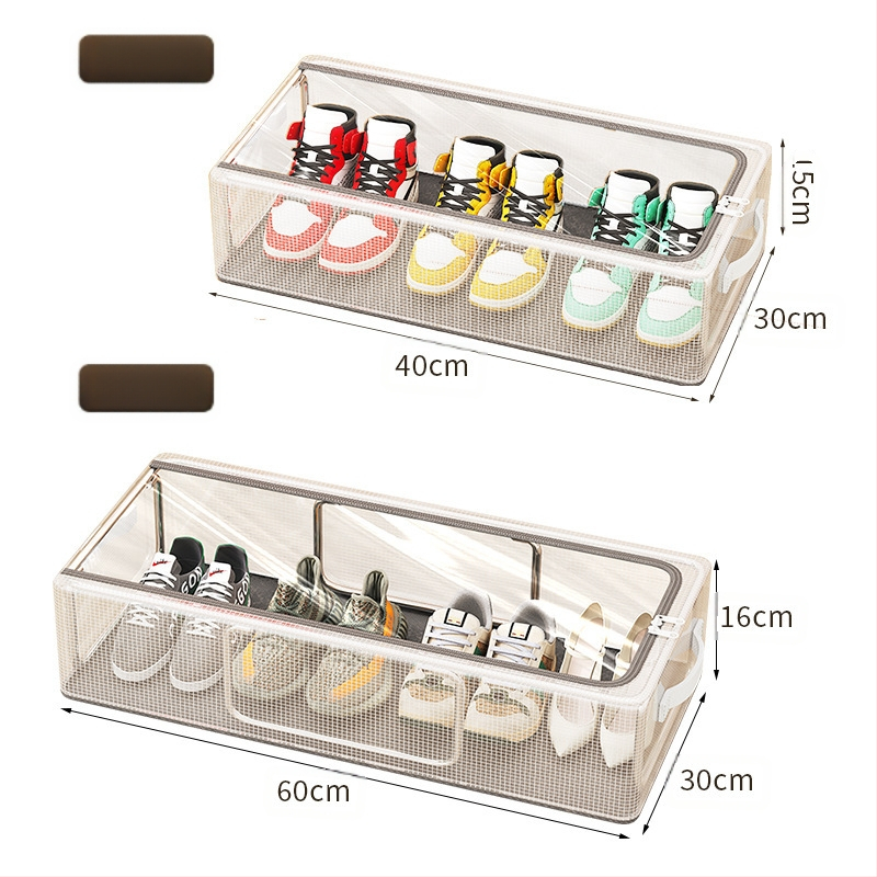 Zárminta telepítésmentes háztartási cipőtároló doboz vastagított acélvázas összecsukható tárolódoboz ágy alján található cipőtároló doboz