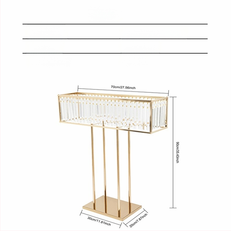 Vestuvių rekvizitai, stačiakampiai, geležiniai, galvanizuoti krištolo dekoratyviniai stalo gėlių reikmenys, vestuvių salės pokylių salės dekoravimo papuošalai