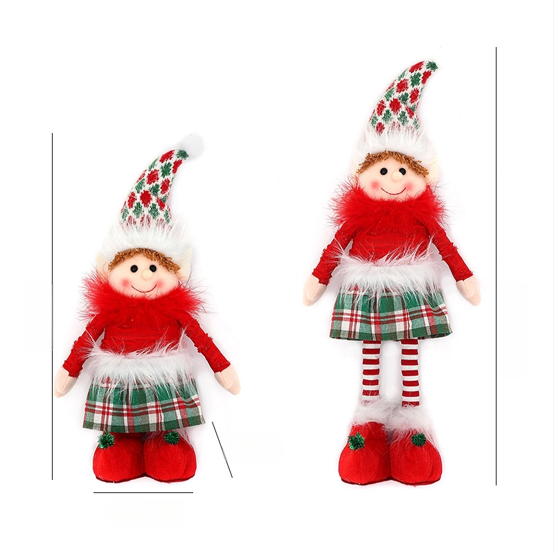 Kalėdų elfo lėlės ištraukiama koja, vakarėlio dekoracija, animacinių filmukų lėlės pliušinė lėlė, darbalaukio ornamentas