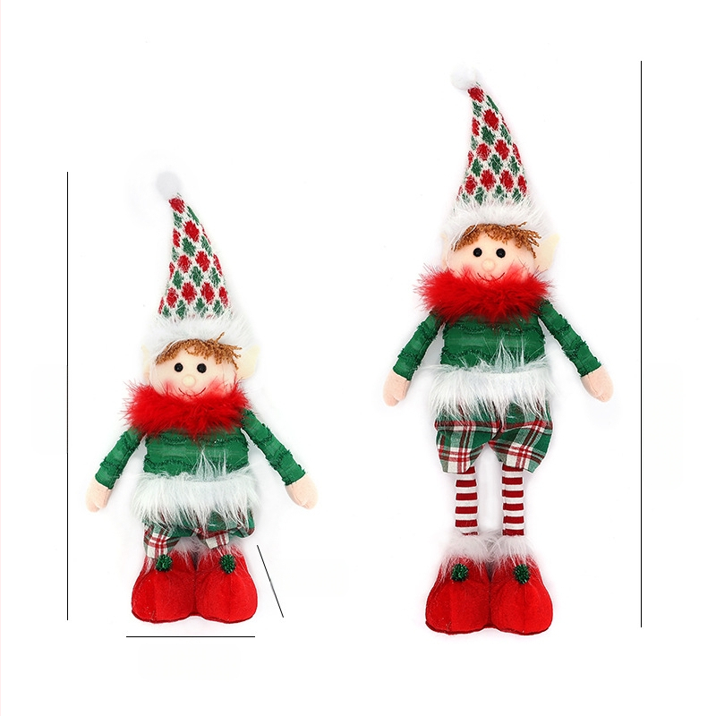 Kalėdų elfo lėlės ištraukiama koja, vakarėlio dekoracija, animacinių filmukų lėlės pliušinė lėlė, darbalaukio ornamentas