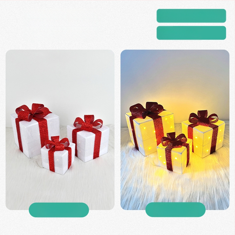 Karácsonyi díszek kovácsoltvas világító ajándékdoboz karácsonyfa fejdíszek jelenet elrendezés ablak kúp dekoráció