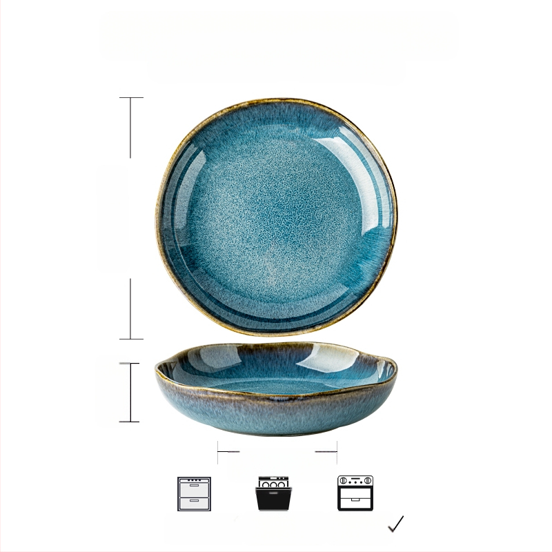 Az Alley salátástányért ajánl, 9 hüvelykes farokú kerámia mélytányért, levesestányért, könnyű luxus, szabálytalan retró háztartási edényt