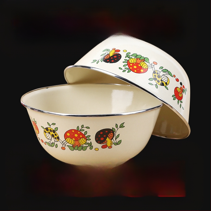 [Kümme aastat kausi jaoks] Vanamoodne emailitud kraanikauss kaanega, paksendatud suur majapidamise emailitud emailitud nõudepesukauss