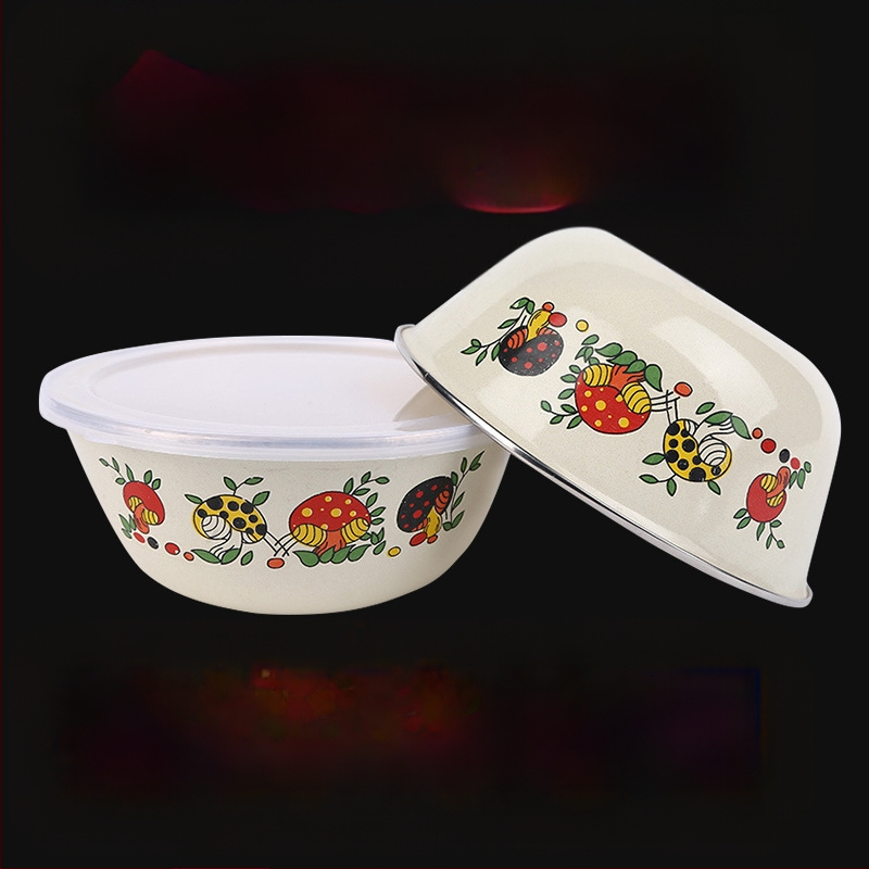 [Kümme aastat kausi jaoks] Vanamoodne emailitud kraanikauss kaanega, paksendatud suur majapidamise emailitud emailitud nõudepesukauss