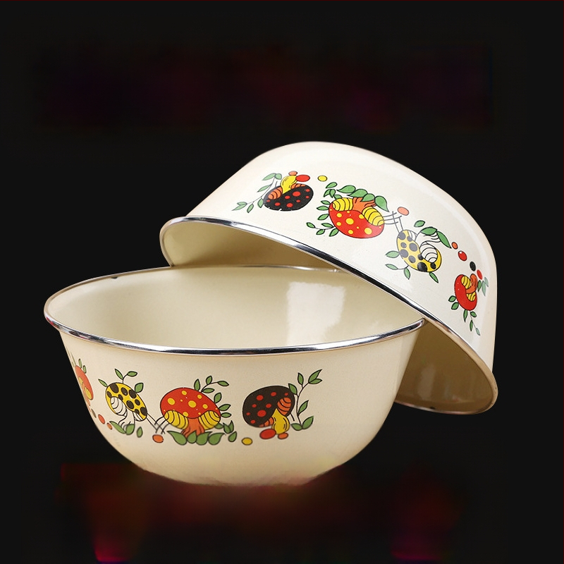 [Kümme aastat kausi jaoks] Vanamoodne emailitud kraanikauss kaanega, paksendatud suur majapidamise emailitud emailitud nõudepesukauss