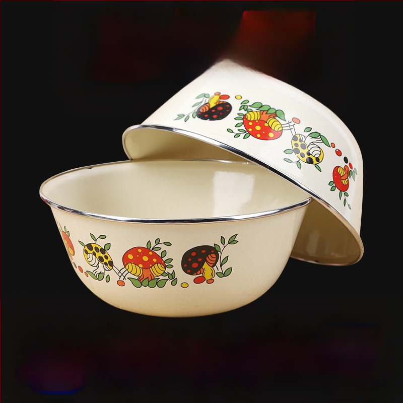 [Kümme aastat kausi jaoks] Vanamoodne emailitud kraanikauss kaanega, paksendatud suur majapidamise emailitud emailitud nõudepesukauss