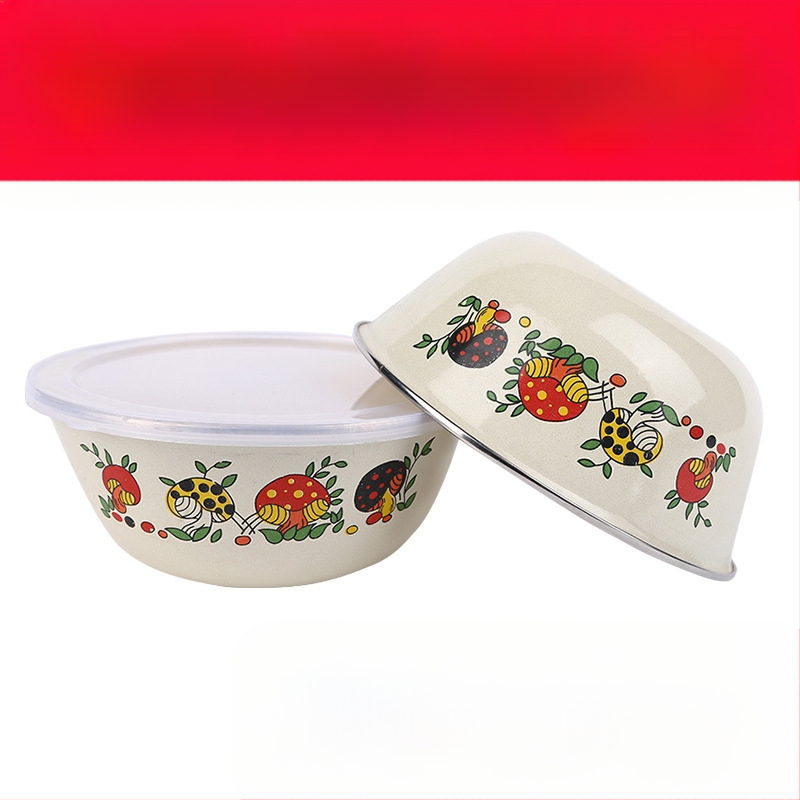 [Kümme aastat kausi jaoks] Vanamoodne emailitud kraanikauss kaanega, paksendatud suur majapidamise emailitud emailitud nõudepesukauss