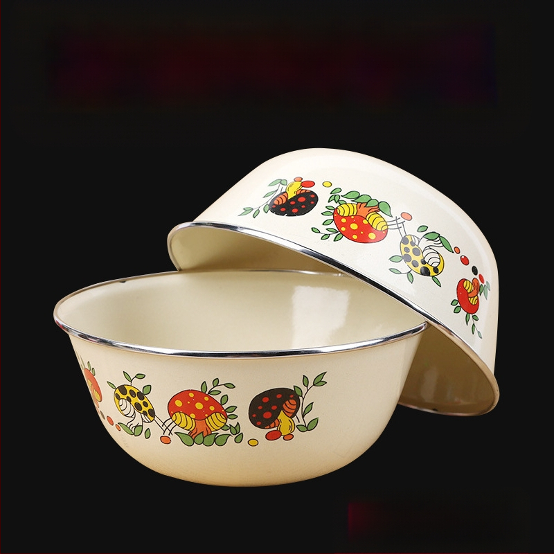 [Kümme aastat kausi jaoks] Vanamoodne emailitud kraanikauss kaanega, paksendatud suur majapidamise emailitud emailitud nõudepesukauss