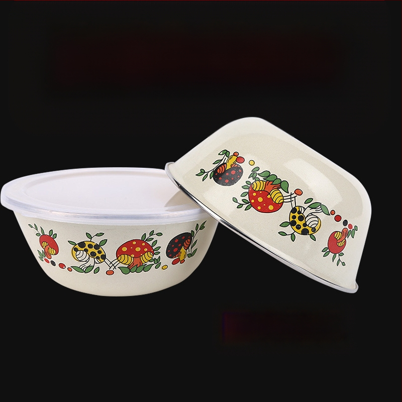 [Kümme aastat kausi jaoks] Vanamoodne emailitud kraanikauss kaanega, paksendatud suur majapidamise emailitud emailitud nõudepesukauss