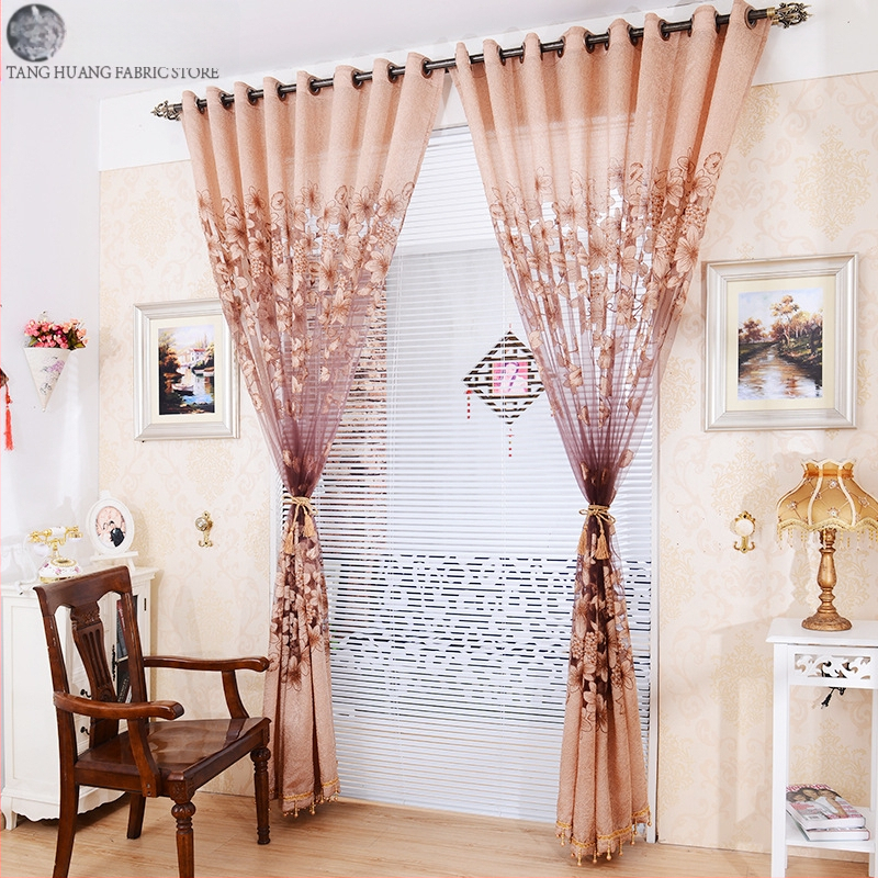 Ryto bulių sudegintos žakardo gėlės permatomas langų ekranas „Ebay“, „Amazon Wish“, „Aliexpress“. Populiarus baigtas užuolaidų langų ekranas.